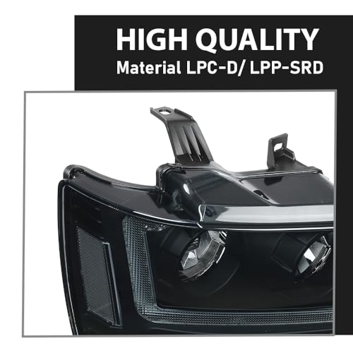 G-PLUS Headlights Assembly Projector Factory Headlamps Compatible with Chevy Tahoe Suburban 2007-2014 Smoky Lens Black Housing Clear Reflector Left & Right Bumper Head Light,faros delanteros - size: [LED Smoky] 2007-2014 Suburban