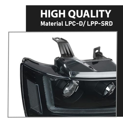 G-PLUS Headlights Assembly Projector Factory Headlamps Compatible with Chevy Tahoe Suburban 2007-2014 Smoky Lens Black Housing Clear Reflector Left & Right Bumper Head Light,faros delanteros - size: [LED Smoky] 2007-2014 Suburban