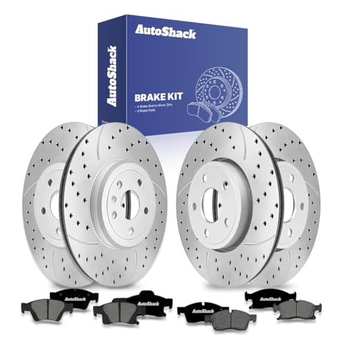 AutoShack Front & Rear Zinc Coated Rotors & Pads for Dodge Durango 2016 - style: SilverShiled Pro & Premium Pad