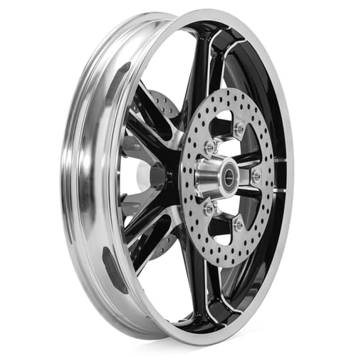 TOFR 21"x3.5 Enforcer Front Wheel Rim Tubeless For Harley 2008-2023 Touring - color: With Silver Rotors, size: Natural Black Wheel