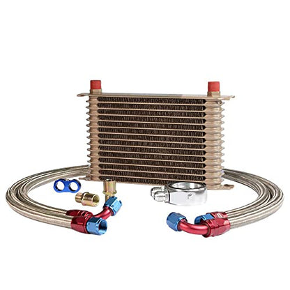 PIT66 Universal AN10 Engine Transmission Oil Cooler Fit Japanese Model - color: Gold, size: 15 Row Japanese Model-B Set