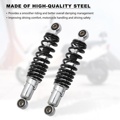 Minho Dual Rear Shock Absorbers with Adjustable Spring Preload in Heavy Iron Material Compatible with Chinese GY6 4-Stroke Engine Taotao ATV Go Kart,Black Color,270MM Length - size: 270mm