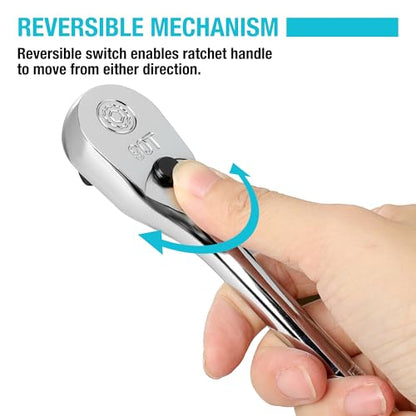 DURATECH Extra Long Handle 3/8-Inch Drive Ratchet, 90-Tooth Ratchet Wrench - size: 3/8" with 12" handle
