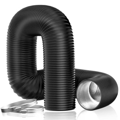 Hon&Guan Dryer Vent Hose, 4'' Flexible Duct 16FT with 2 Duct Clamps, Heavy-Duty Three Layer Protection, Black PVC, for HVAC Ventilation, Duct Fan Systems - size: 4 x 16 FT