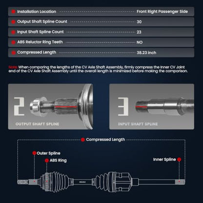 KELOKE CV Axle Shaft Assembly Compatible with Lexus - size: Front Right Passenger Side