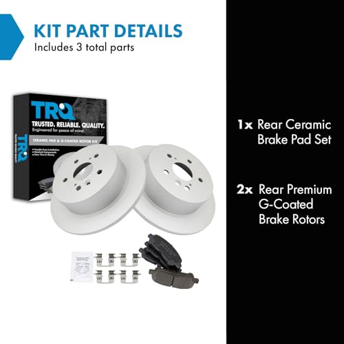 TRQ Rear Ceramic Brake Pad and Rotor Set Coated - style: BKA14738