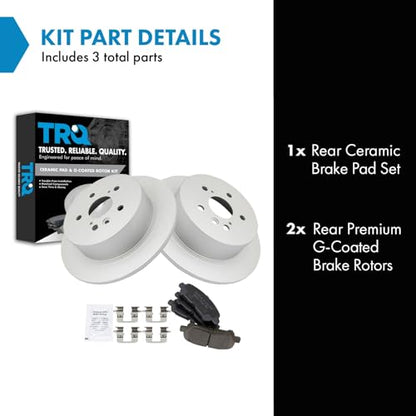 TRQ Rear Ceramic Brake Pad and Rotor Set Coated - style: BKA14738