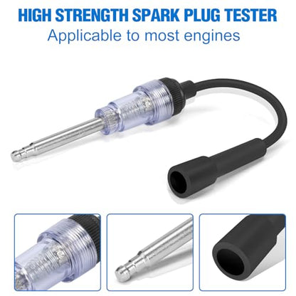BETOOLL 15pcs Compression Tester with Spark Plug Tester & 14mm&16mm Magnetic Swivel Spark Plug Socket - 300PSI Engine Cylinder Compression Gauge Automotive Tool - size: Senior