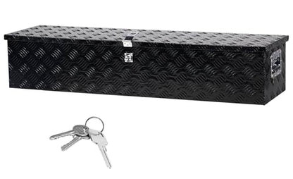 49 Inch Aluminum Truck Bed Tool Box with Side Handles, Lock - color: Black, size: 49"