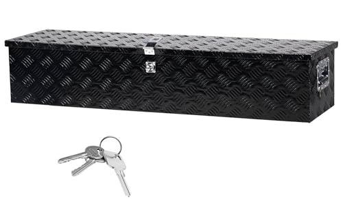 49 Inch Aluminum Truck Bed Tool Box with Side Handles, Lock - color: Black, size: 49"