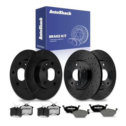 AutoShack Front & Rear E-Coated Rotors & Ceramic Pads for VW Jetta 2006 - style: NightGuard & Pad