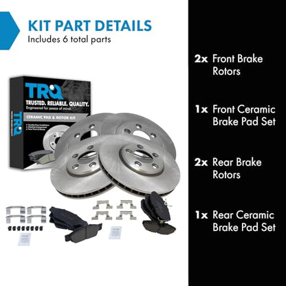 TRQ Front and Rear Ceramic Brake Pad and Rotor Set - style: BKA11254