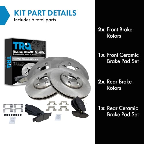 TRQ Front and Rear Ceramic Brake Pad and Rotor Set - style: BKA11254