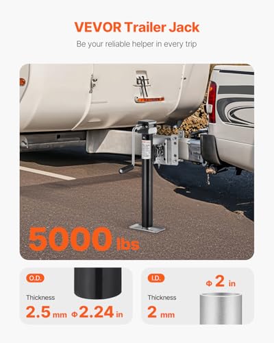 VEVOR 5000 lbs Dynamic Load Capacity, Heavy Duty Swivel Bolt-on Trailer Jack, 14.3" Lift Trailer Jack Stand with Handle for RV, Horse, Utility, and Yacht Trailers - size: 5000lbs