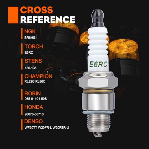 BR6HS Spark Plug for Torch E6RC Champion RL82C RL86C Robin 065-01401-50S NGK BR6HS Spark Plug 4 PACK - size: BR6HS 4pack