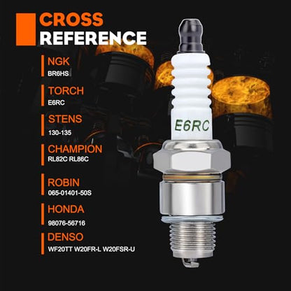 BR6HS Spark Plug for Torch E6RC Champion RL82C RL86C Robin 065-01401-50S NGK BR6HS Spark Plug 4 PACK - size: BR6HS 4pack