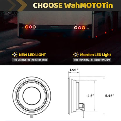 4pcs 4 inch Round LED Trailer Trucks Halo Tail Lights, Red Stop Brake Turn Lights,White LED Reverse Back up Tail Lights w/Rubber Grommet Flash Mount For RV/Van, DC 12V - color: Red/White 4pcs