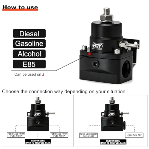 EFI Fuel Pressure Regulator Kit AN8 Feed AN6 Return + 0-160PSI Gauge - color: dark black