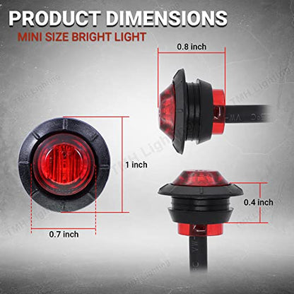 TMH (10 Pcs 3/4 Inch Mount Red LED Clearance Markers Bullet Marker lights, side marker lights, led marker lights, led side marker lights, led trailer marker lights, rv marker lights - color: 10pcs Red