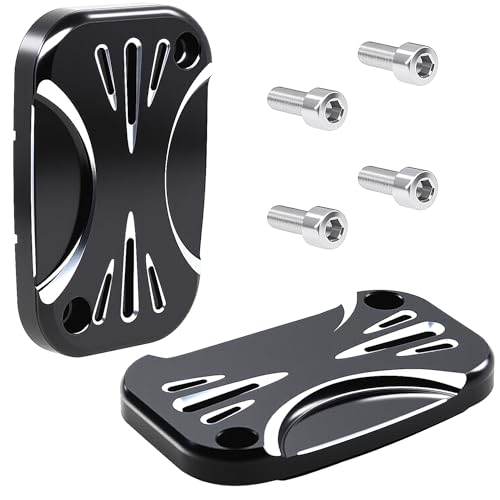 Brake Master Clutch Cylinder Covers CNC Aluminium Brake Master Cylinder Fluid Reservoir Cap Compatible with Harley Touring Electra Glide Road Glide 2008-2017. (style-2) - color: style-2