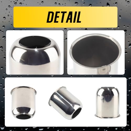 4Pcs 3.74" Stainless Trailer Wheel Center Caps, 4.33" H Chrome - color: Chrome+Gloss Black Top Cover, size: 3.74" Hub 4.33"H