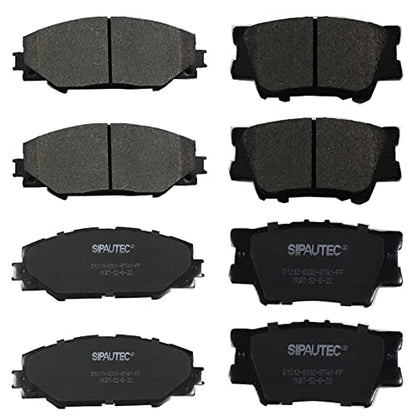 SIPAUTEC-Front & Rear Ceramic Disc Brake Pads Replacement For 2013-2018 TYT RAV4 (only for SE,XLE,Limited),(if LE submodel,not fit),For 2006-2012 with(3.5L) or (2.4L/2.5L with Third Row Seating) - style: D1211-D1212