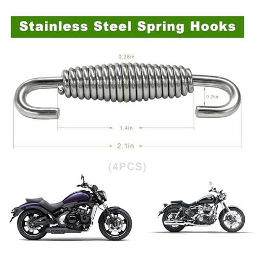 4 PCS Motorcycle Exhaust Muffler Spring, 52.7mm/ 2.07" Reinforced Stainless Steel Muffler Coil Spring Hook, Universal Exhaust Pipe Spring Hooks for Motorcycle ATV Scooter - color: 4 PCS