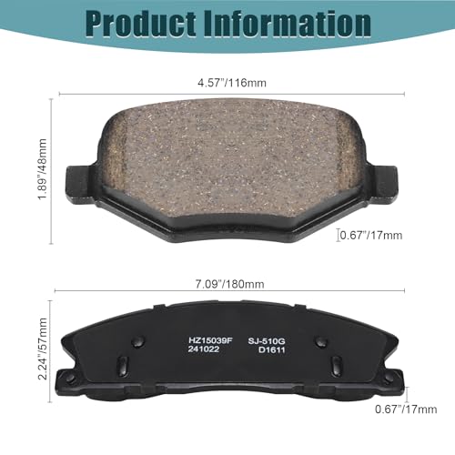 D1611+D1377 Front and Rear Ceramic Brake Pads Kit Fit For Ford Explorer/Flex/Taurus/Police Interceptor Sedan 2013-2019, For Police Interceptor Utility 2013-2018, For Lincoln MKT 2013-19 - style: HZ1611+HZ1377