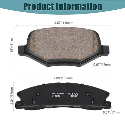 D1611+D1377 Front and Rear Ceramic Brake Pads Kit Fit For Ford Explorer/Flex/Taurus/Police Interceptor Sedan 2013-2019, For Police Interceptor Utility 2013-2018, For Lincoln MKT 2013-19 - style: HZ1611+HZ1377