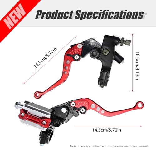 7/8'' 22mm Universal Motorcycle Brake Lever Clutch Master Cylinder Lever Set Reservoir for Harley Honda Kawasaki Suzuki Yamaha - color: Red