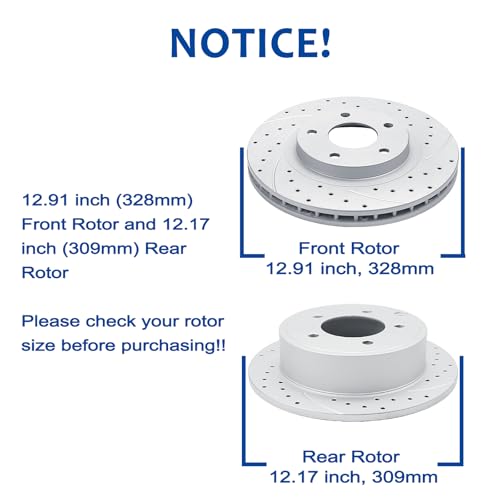 Acinoparts Front & Rear Brake Kit for 2008 2009 2010 2011 2012 2013 2014 - size: HMBK3151131507