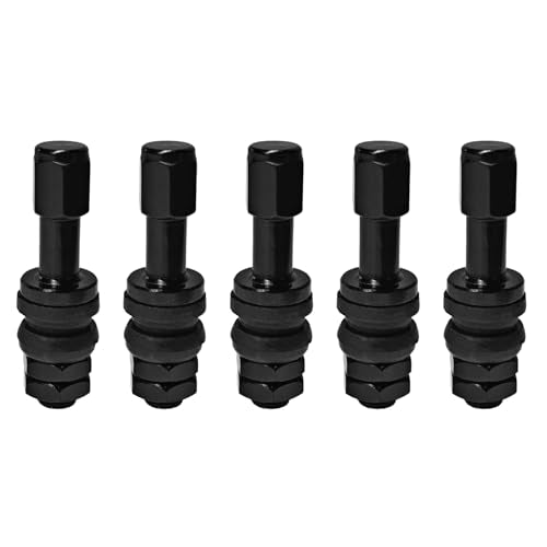 5 PCS VS43/TR43E Tubeless Clamp-in Valve Stems, High-Pressure Outer Mount Aluminum Alloy Car Wheel Valve Stem, Universal Auto Tire Air Stem Replacement for 0.453" Rim Holes (Black) - color: Black