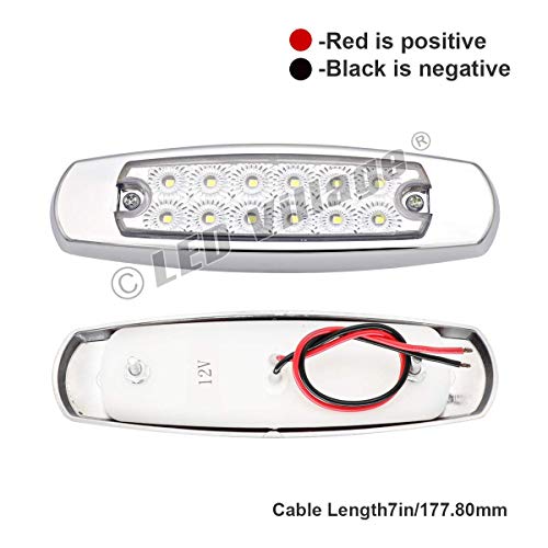 20x 12V DC Rectangle 6.4 Inch Clear Lens Red Super Bright LED 12 SMD Clearance Lamp Flush Mount Side Maker Lights Chrome Bezel Trailer RV Truck Universal (20 pcs) - color: Clear/Red Pack of 20