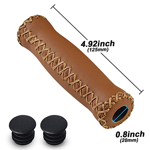 SOLODRIVE Bike Handlebar Grips, Vinyl Leather Grips for Beach Cruiser Bike - color: Brown