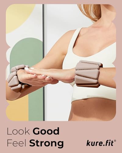 Pilates Wrist & Ankle Weights | Adjustable Weighted Bangles | 1/2/3LB Each - color: Taupe, size: 1 LB