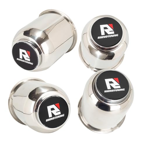 RTrhinotuning 3.74" Floating Wheel Center Caps Stainless Steel Self-Leveling Emblem Trailer Hub Caps Push Through Truck Rim Center Caps Chrome 4.33" Height 4 PCS - color: Chrome, size: 3.74" Center Hole, 4.33" Height