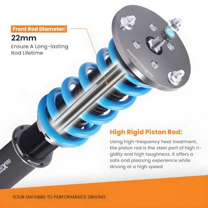 maXpeedingrods Coilover for Lexus LS400 UCF20 1995-2000, 24 Levels Damper Adjustable Shock Absorber Struts, Height Adjustable T6 Upgraded Suspension Lowering Kits Blue