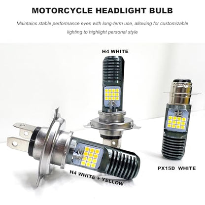9-16V PX15D LED Motorcycle Headlight Bulbs, Super Bright 3030 Chips Bulb Halogen Lamp Replacement, Waterproof High/Low Beam LED Headlight Bulb for Most Motorcycles ATVs (White) - color: PX15D, White