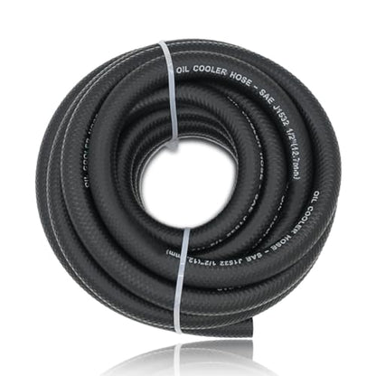 1/2 Transmission Oil Cooler Hose - 300 PSI Fuel Line Hose J1532 For Transmission Fluid, Oil, Coolant, Diesel, Hydraulic Fluid, Lubricant, Gas 20FT - size: 1/2 20FT without Clamps