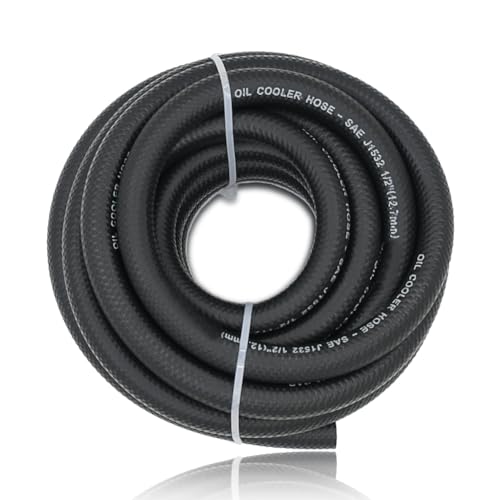 1/2 Transmission Oil Cooler Hose - 300 PSI Fuel Line Hose J1532 For Transmission Fluid, Oil, Coolant, Diesel, Hydraulic Fluid, Lubricant, Gas - size: 1/2 10FT without Clamps