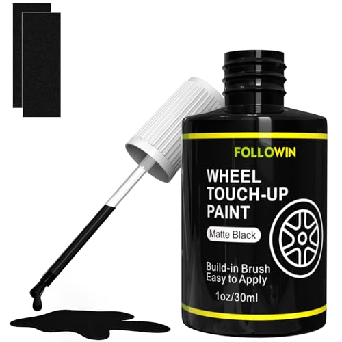FOLLOWIN Matte Black Rim Touch Up Paint, Car Wheel Scratch Repair Kit - color: matte black