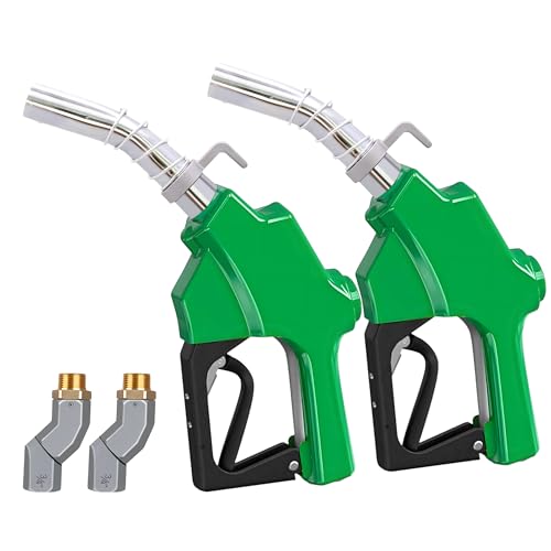 3/4" NPT Automatic Fuel Nozzle 2pack with 360° Swivel & Hook Diesel Handle - color: 2pack green, size: 3/4'' NPT