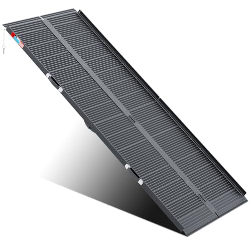 WHALEMOTOR Black Portable Wheelchair Ramp, 8FT No-sew Non-Slip Aluminum Wheelchair Ramp, Folding Portable Wheelchair Ramps for Home, Weight Capacity Up to 800 LBS, Loading Dock Plates - size: 8FT Using height 8-24"