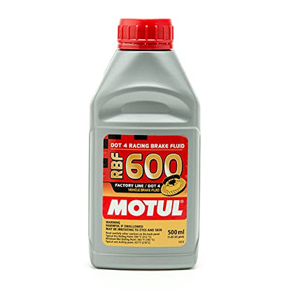 Motul (12 Pack) 100949 RBF 600 DOT 4 100% Synthetic Factory Line Racing Brake Fluid with Premium Motul Sticker (12)