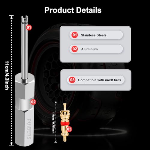 Magnetic Schrader Valve Stem Removal Tools, 4.3 Inch Valve Core Removal Tool Set with 10 Valve Cores,Stainless Steel Tire Valves Tool for Schrader Cores (2-Pack) - size: Schrader 2 PACK