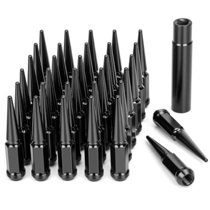 Dynofit 9/16-18 Spike Lug Nuts Compatible with Dodge Ram 1500 2002-2010 - color: Black, size: 9/16"-18 32pcs