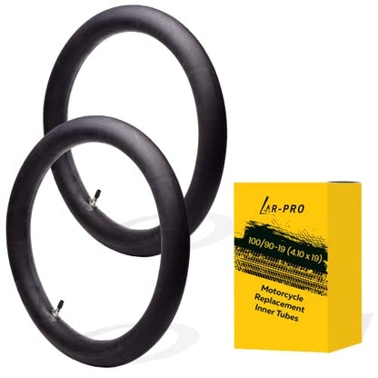(2-Pack) 100/90-19 (4.10 x 19) Motorcycle Inner Tubes - 19" Dirt Bike Natural Rubber Tubes - Pinch and Puncture-Resistant Tubes - TR4 Valve Stems - Designed for Off-Road and Motocross Tires - size: 100/90-19 (4.10 x 19)