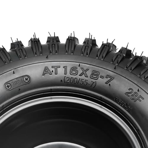 4pcs 7 inch Tubeless Wheels 4 Lug Wheel 110mm Bolt Pattern 16x8-7 ATV Wheel Tires Rims 200/55-7 16x8.00-7 16x8x7 Go-Kart Tires 4 PR for Taotao Buggy Quad Bike Golf Cart Mini Bike Off Road 4PR