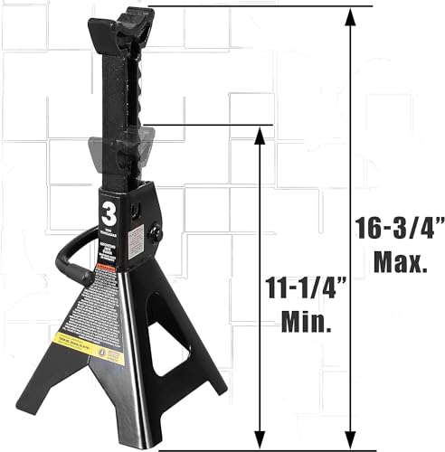 Big RED AT43202BR-1 Torin Steel Jack Stands: 3 Ton (6,000 lb.) Capacity, Black, 1 Pair - size: 3t basic