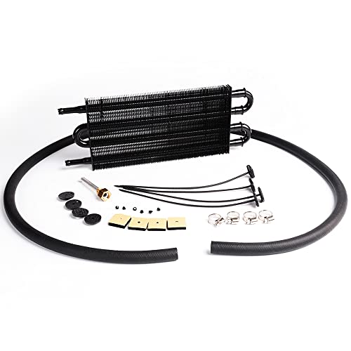 G-PLUS 4 Row AN6 Universal Aluminum Remote Transmission Oil Cooler/Auto-Manual Radiator Converter Black - color: Black/4 Row, size: Separation Style
